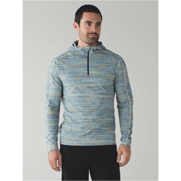 lululemon athletica Other - lululemon Surge Warm Blue Yellow Space-Dye Quarter-Zip Hoodie Large